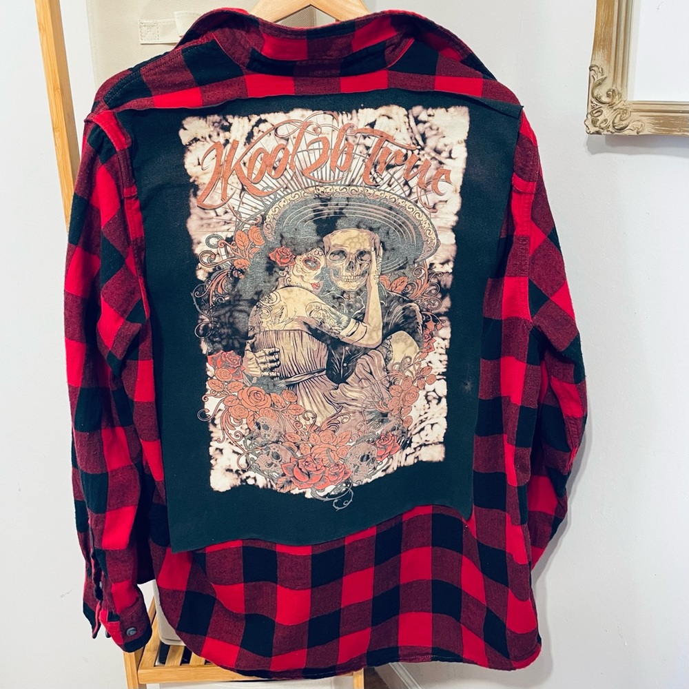 Custom Upcycled Bleached Flannel Shirt